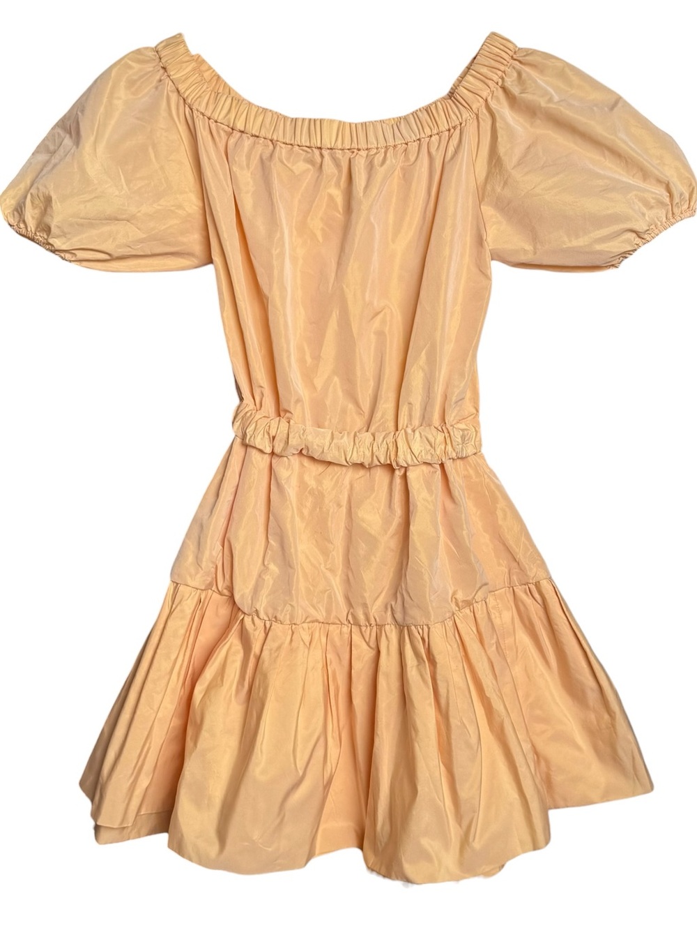 Maje Romey Mini Dress Size 34 XS Apricot Orange Off The Shoulder Gather Taffeta - Picture 5 of 16